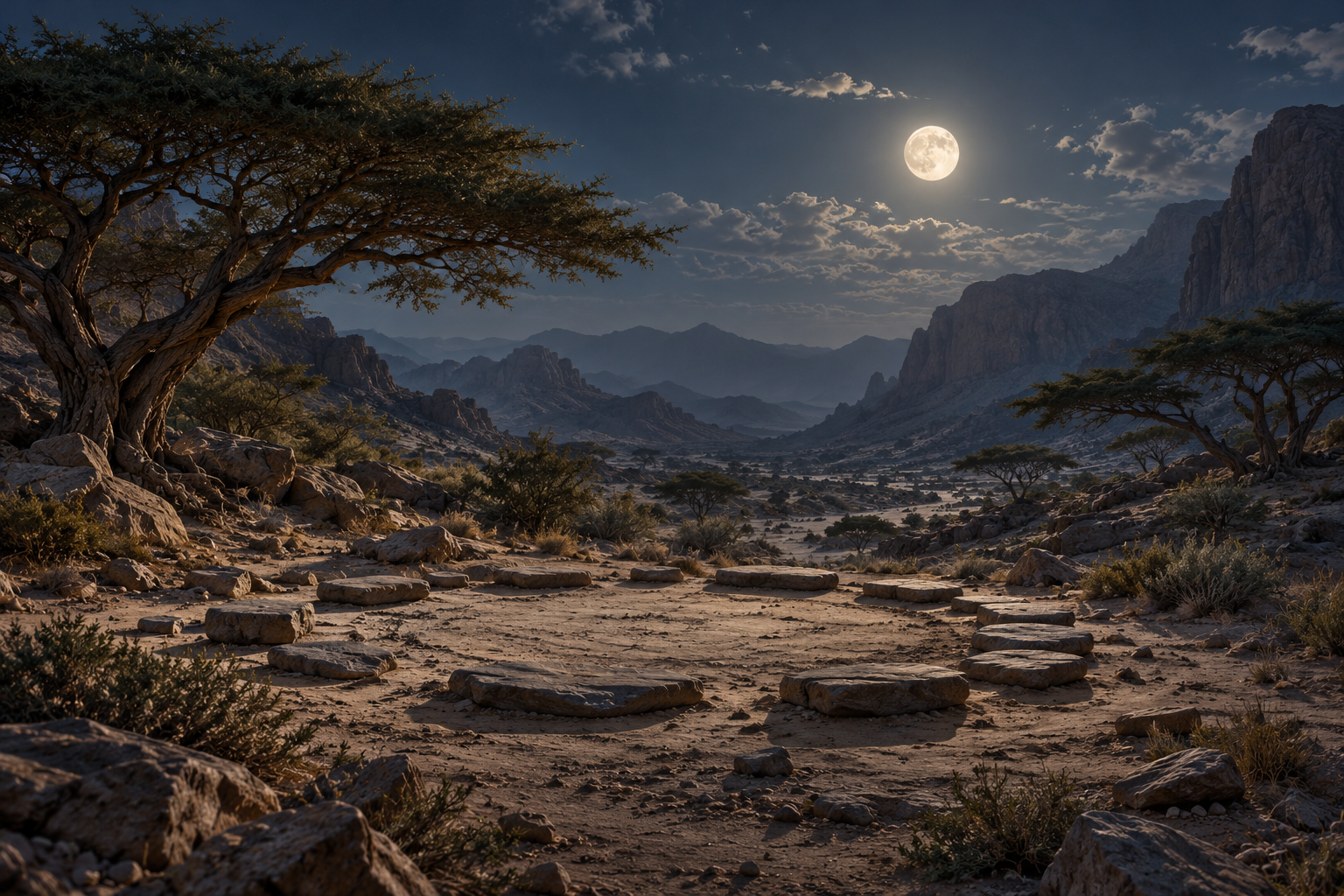 A quiet valley evokes the unseen listeners described in 72:1–7; their appearance is deliberately not imagined.