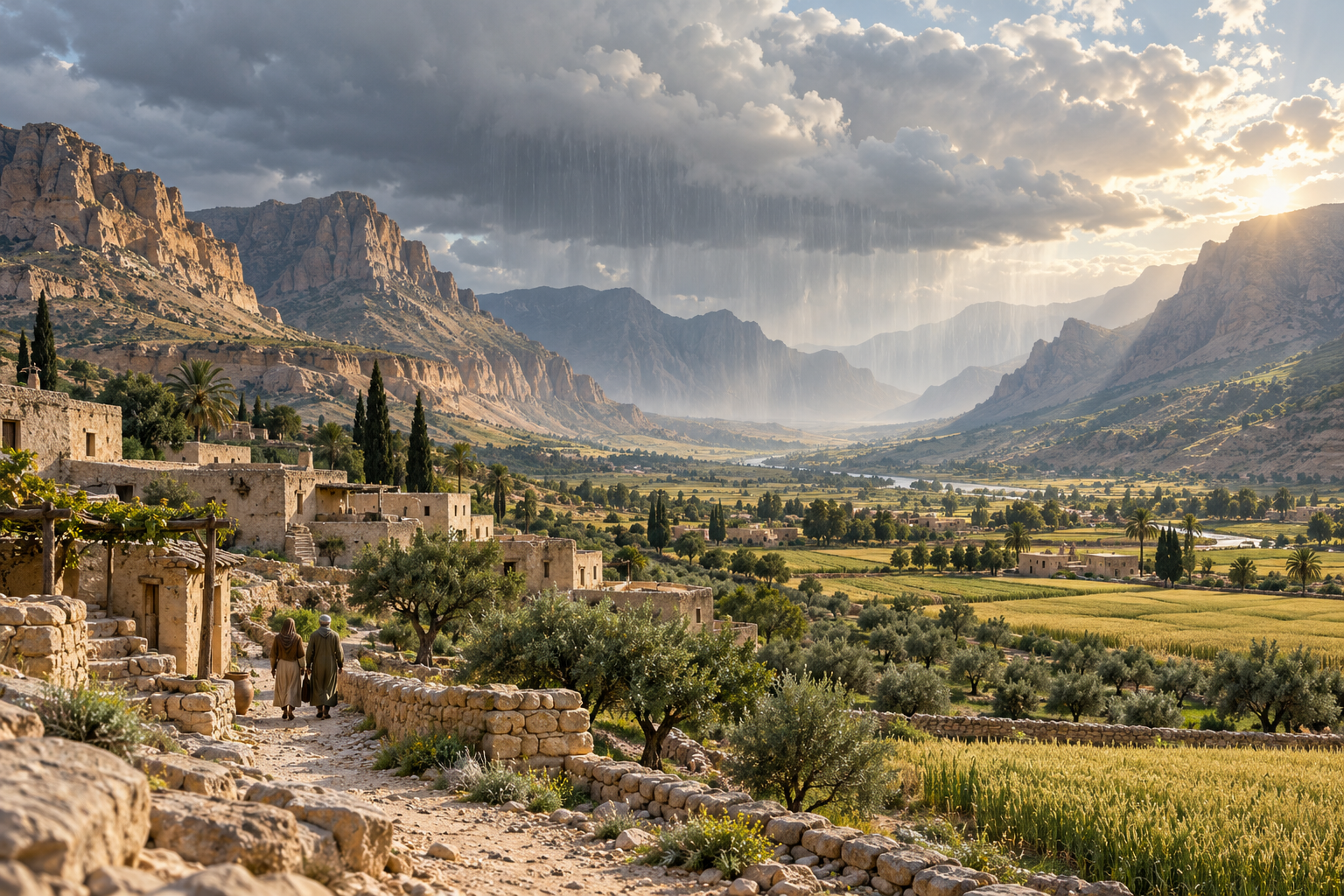 An imagined landscape gathering the earthly signs in 78:1–16.