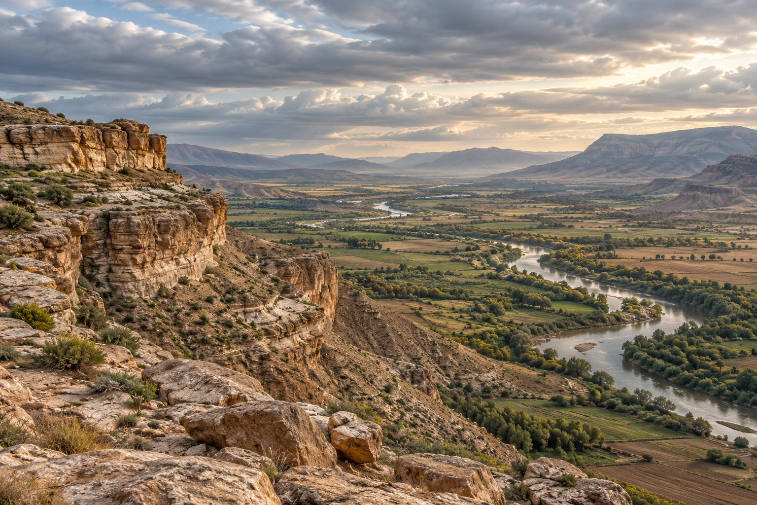 Layered rock, fertile earth and a wide clouded sky invite reflection on creation in 32:1–11.